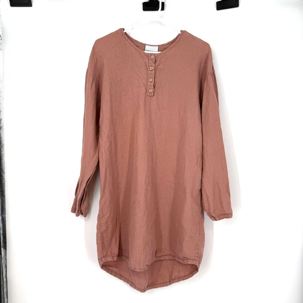Parachute Dress 100% Linen Minimalist Lagenlook Natural Tunic Coastal Size XL